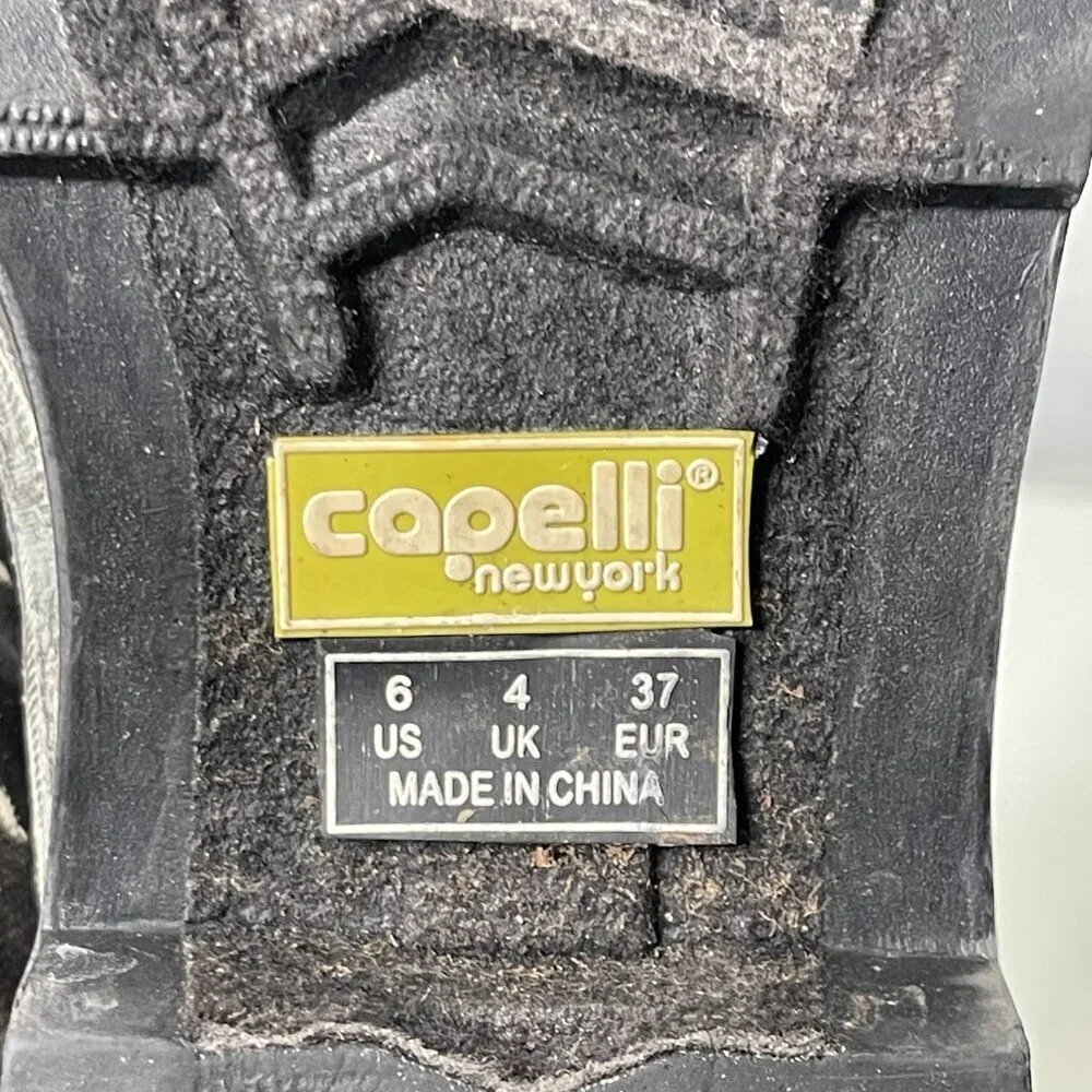 Capelli New York City 6 Black & Yellow Rubber Skyscraper Mid-Calf Rain Boots